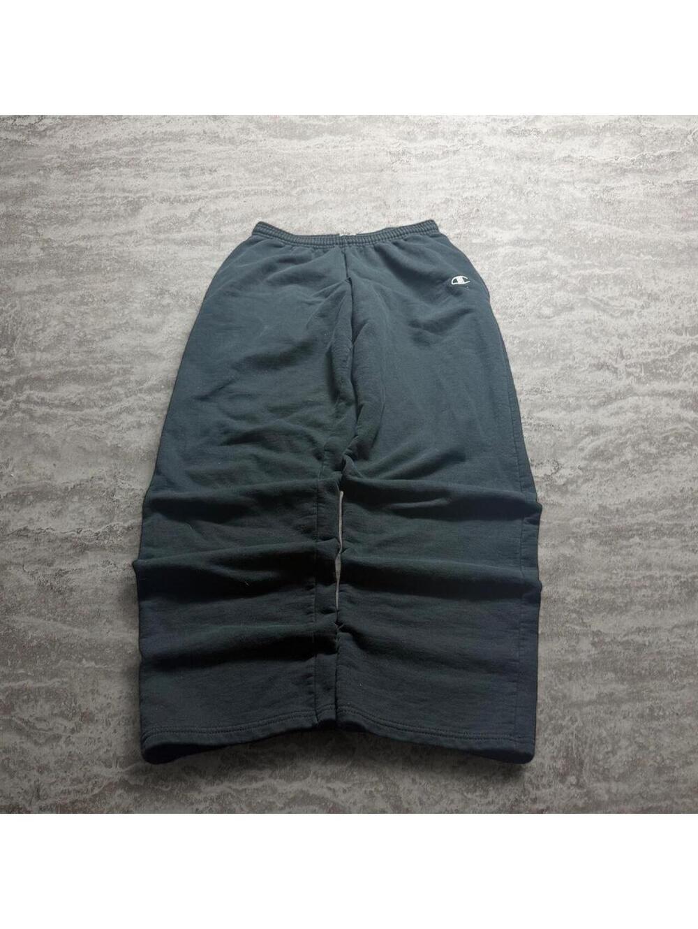 Champion Black Open Hem Sweatpants Medium Embroidered Logo